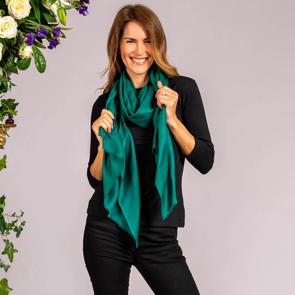 Winter Palette - Emerald Green Cashmere and Silk Wrap