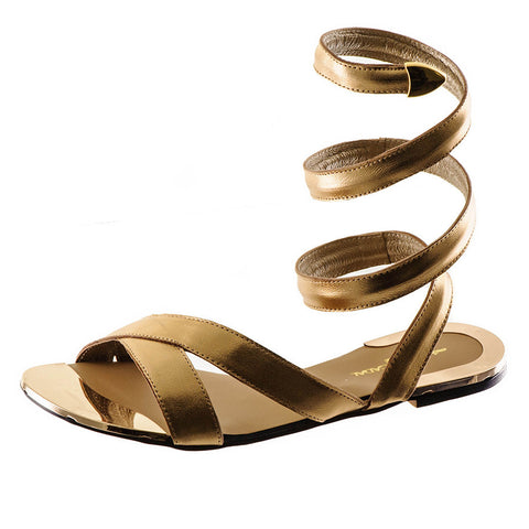 Metallic Gold Leather Gladiator Sandals