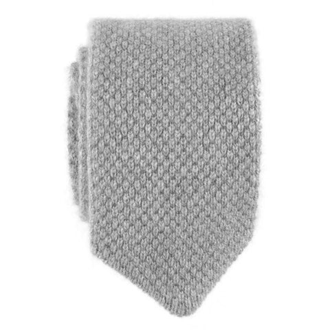 Light Grey Italian Knitted Cashmere Tie