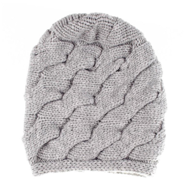 Women's Grey Chunky Cable Knit Cashmere Beanie – Black.co.uk