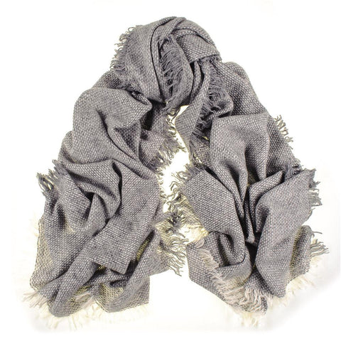 Grey and Ivory Antique Loom Cashmere Scarf