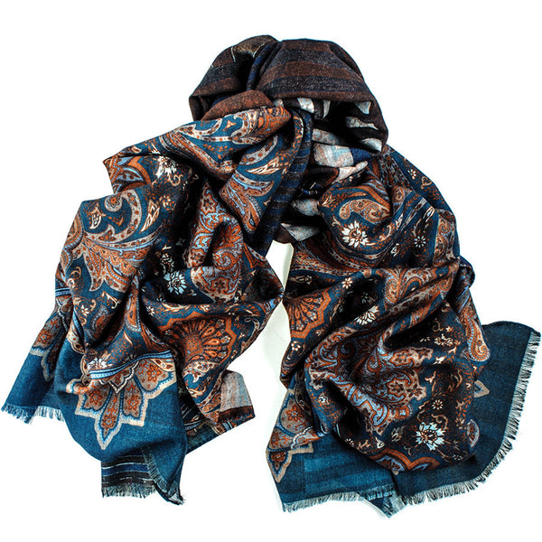 Hermes Vintage Brown/Green Paisley Pattern Cashmere & Wool Scarf Hermes |  The Luxury Closet