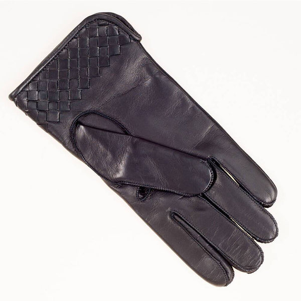 Men’s Black Suede and Leather Woven Gloves – Black.co.uk