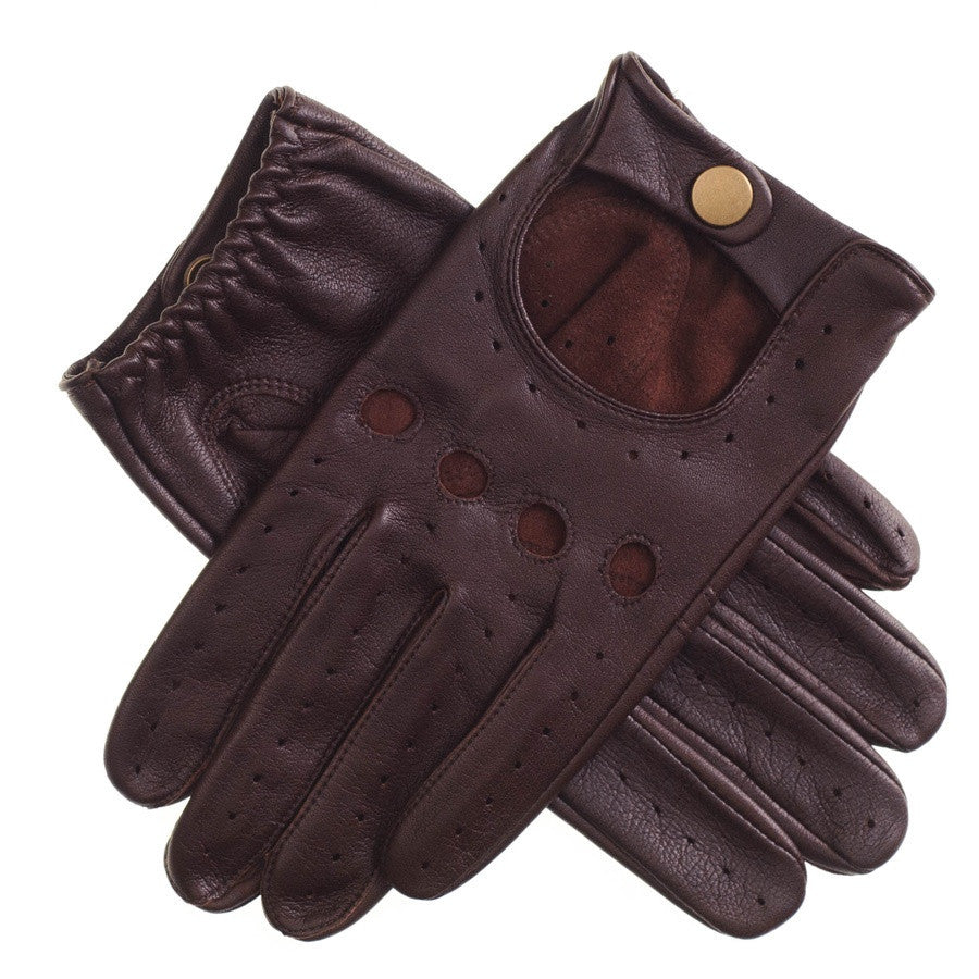 brown leather driving gloves