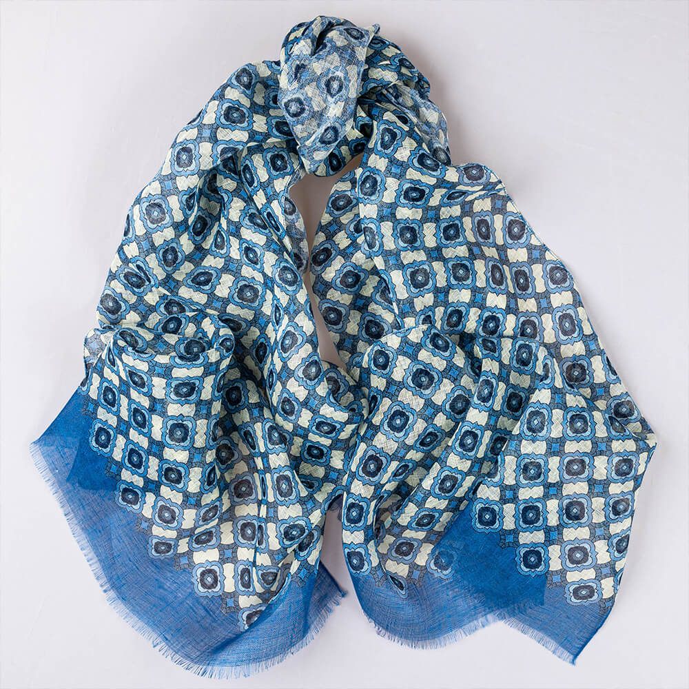 Azure Italian Linen Scarf