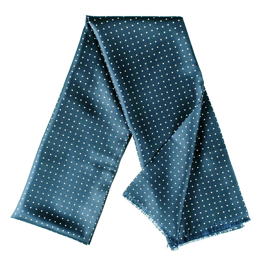 Men's French Blue Polka Dot Silk Scarf – Black.co.uk