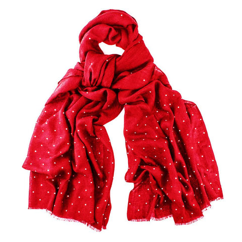Red Swarovski Crystal Scattered Wrap in Cashmere and Silk