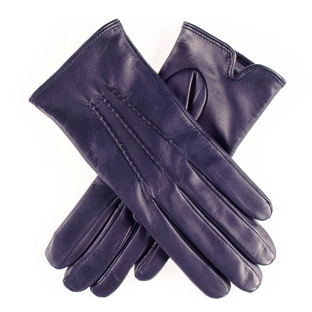 womens navy leather gloves