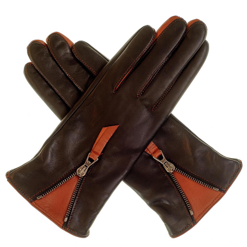 ladies black leather lined gloves