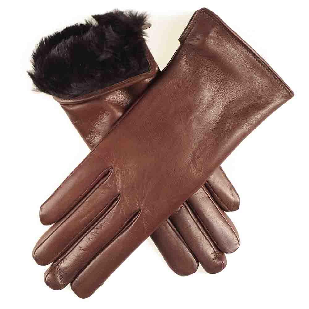 womens leather and fur gloves