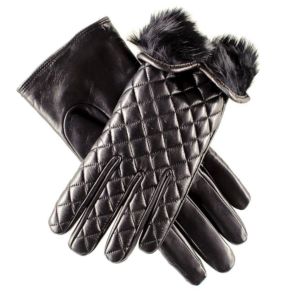 black leather gloves fur lined