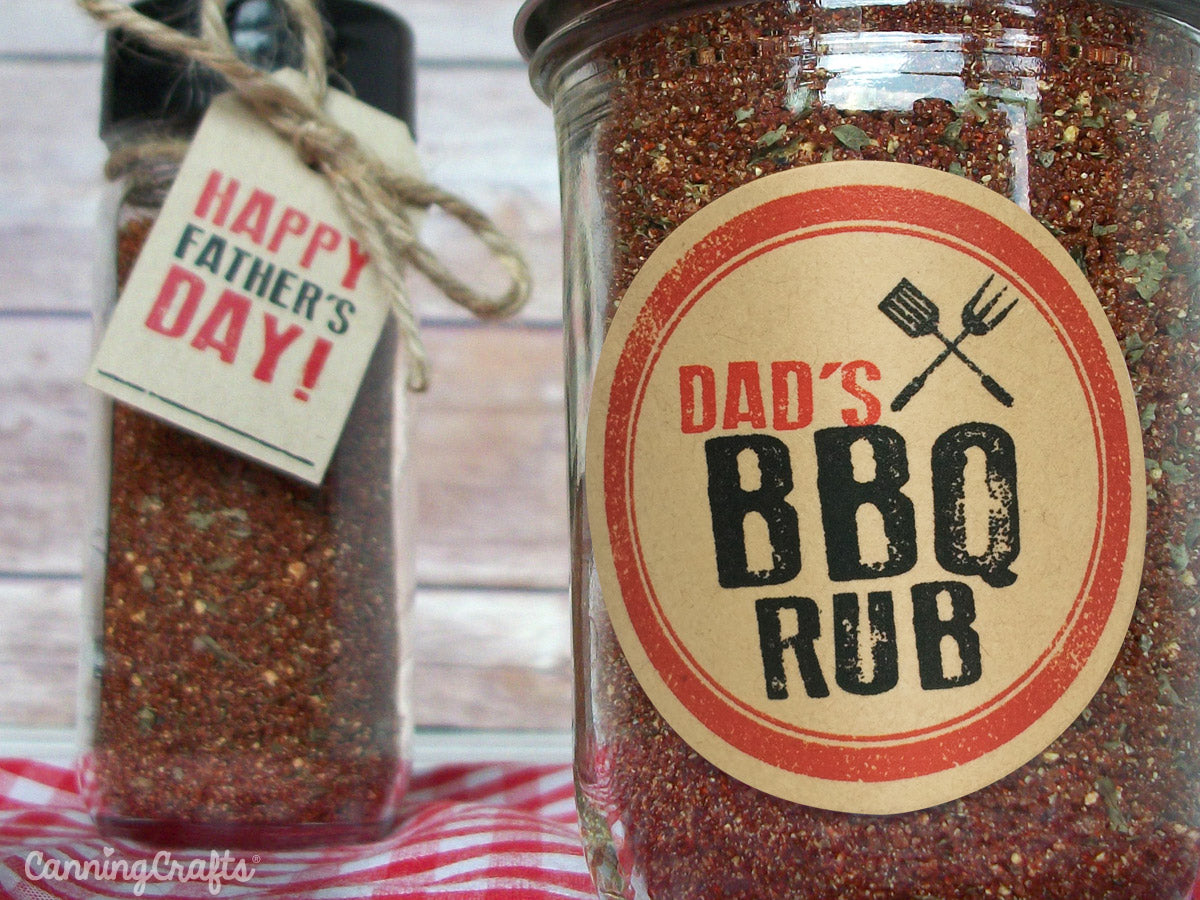 Father's Day BBQ Spice Rub Recipe with FREE printable tags & labels | CanningCrafts.com