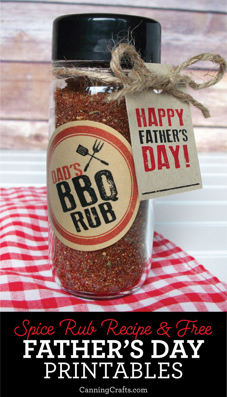 Father's Day BBQ Spice Rub Recipe with FREE printable tags & labels | CanningCrafts.com