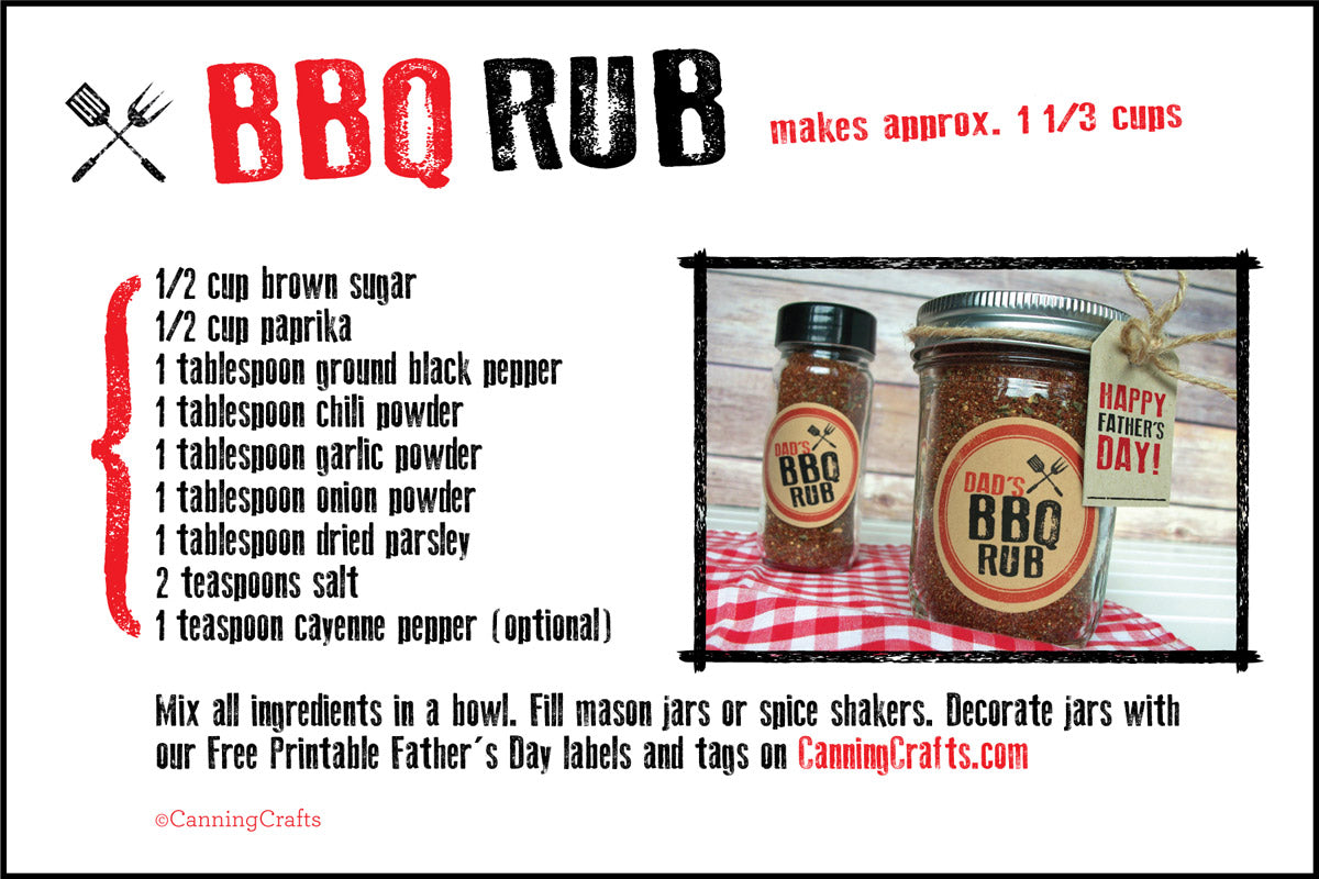 Father's Day BBQ Spice Rub Recipe Card | CanningCrafts.com