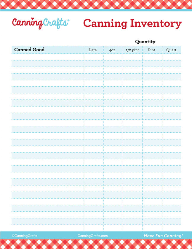 Free Printable Canning Inventory Chart | CanningCrafts