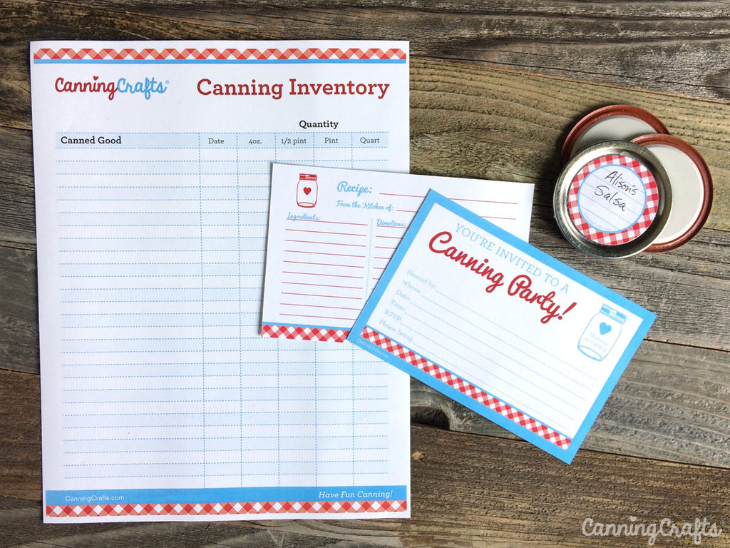 Canning Party Printable Invitations, Jar Labels, Recipe Cards, Inventory Sheet | CanningCrafts.com