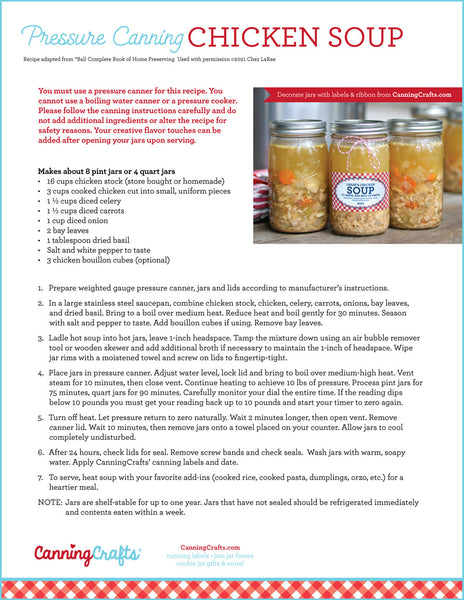 Chicken Soup Pressure Canning Recipe Card | CanningCrafts.com