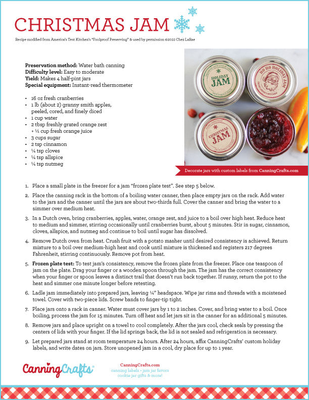 Christmas Jam Canning Recipe Card | CanningCrafts.com