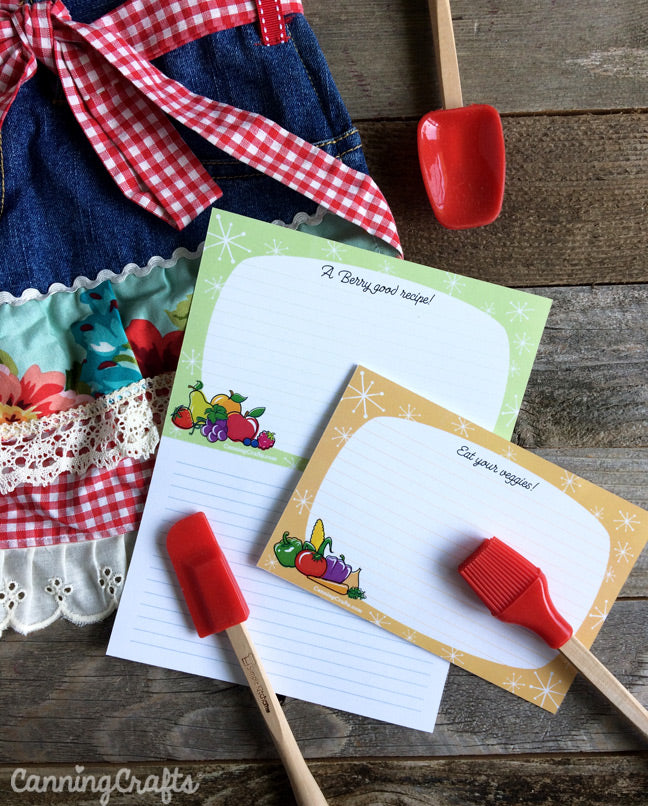 Free Printable Retro Recipe Cards for fruits and vegetables | CanningCrafts.com