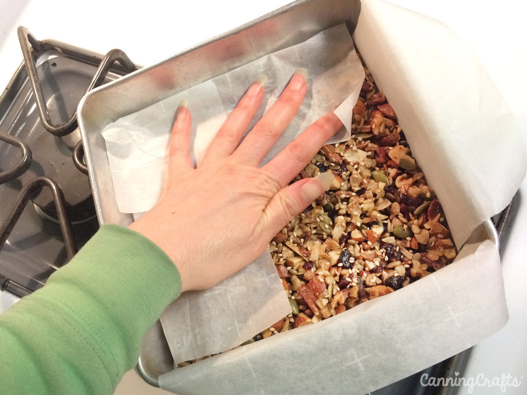 Fruit & Nut Bar in Baking Pan with Parchment Paper | CanningCrafts.com