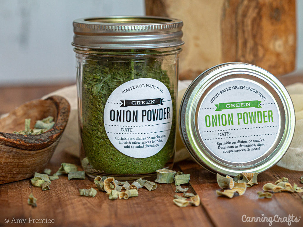 Green Onion Powder Stored in Mason Jars | CanningCrafts.com