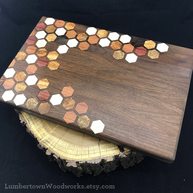 Honeycomb Inlay Cutting boards by Lumbertown Woodworks