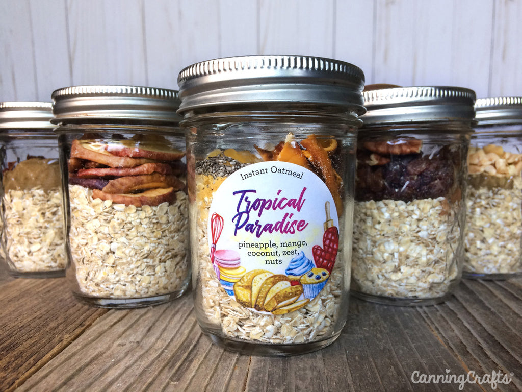 DIY Instant Oatmeal Jars with Custom Kitchen Canning Labels | CanningCrafts
