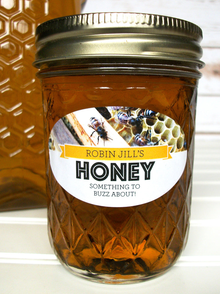 Oval Busy Bees Custom Honey Labels | CanningCrafts.com