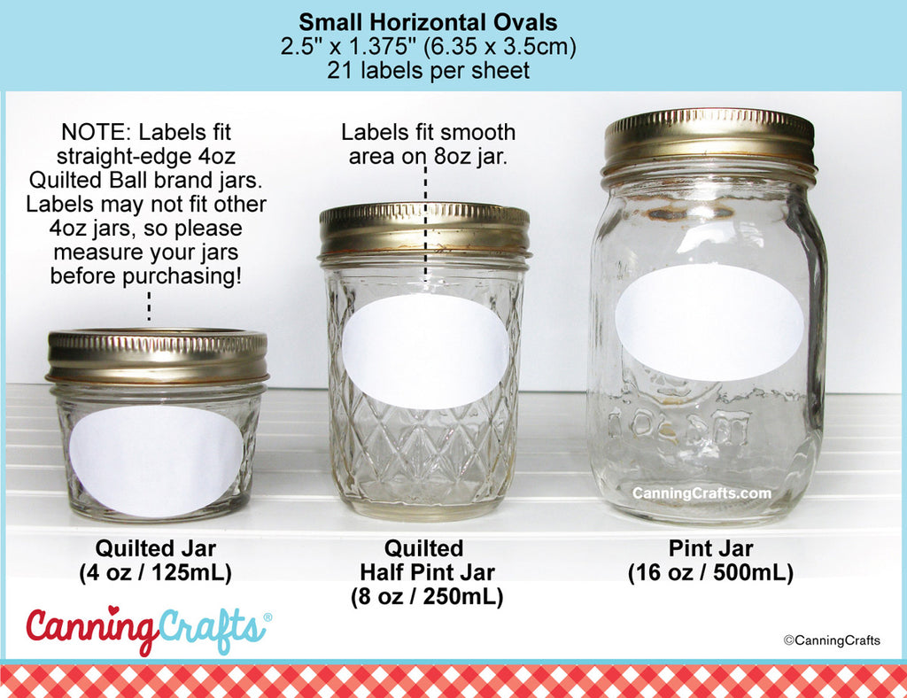 Canning label size charts for regular & wide mouth mason jars