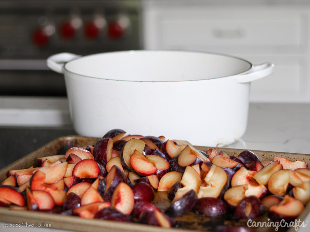 Plum Chutney Canning Recipe with unpeeled chopped plums | CanningCrafts.com