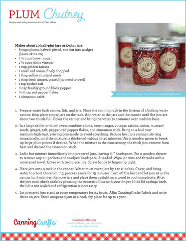 Plum Chutney Canning Recipe Sheet | CanningCrafts.com