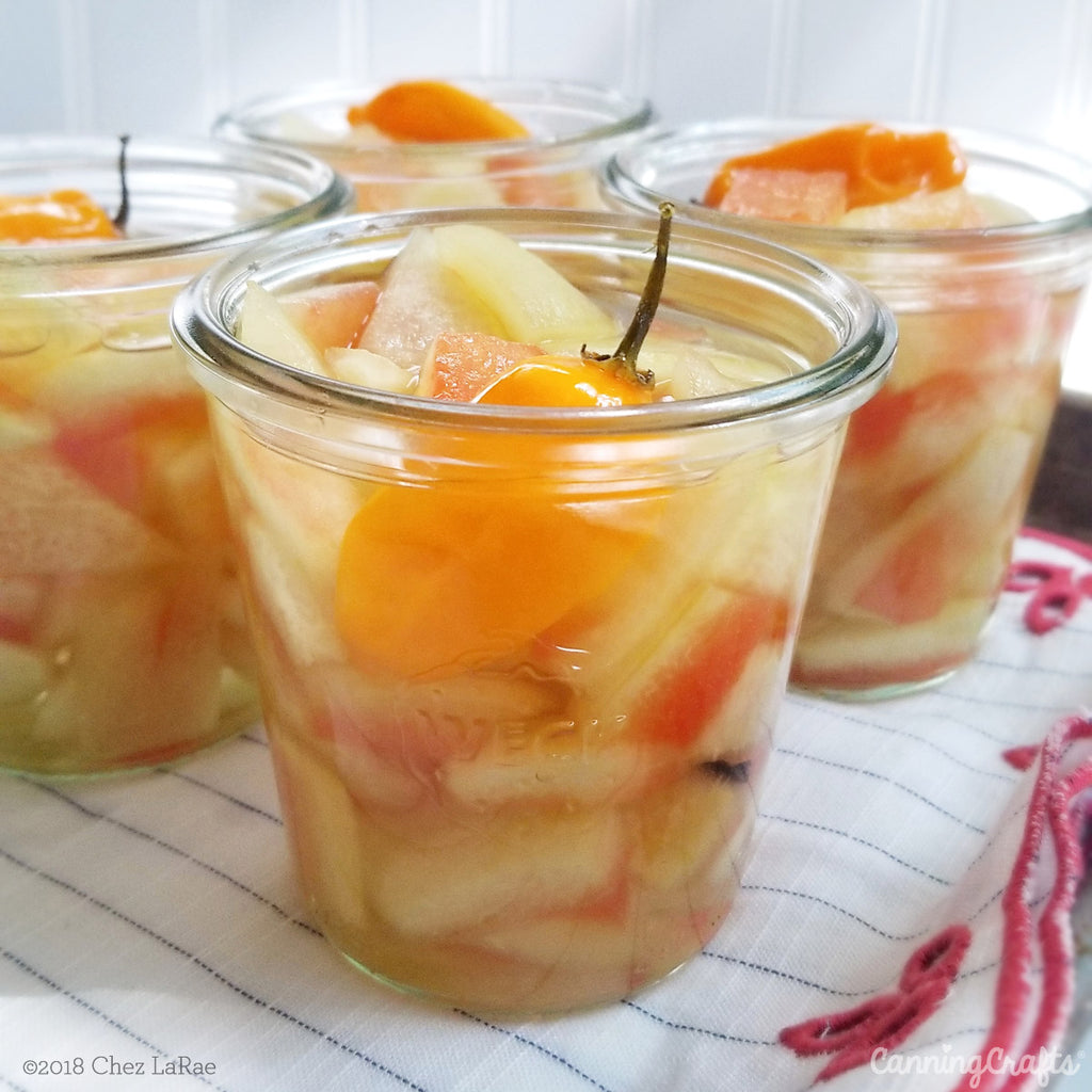 Watermelon Rind and Habanero Pickles Canning Recipe | CanningCrafts.com