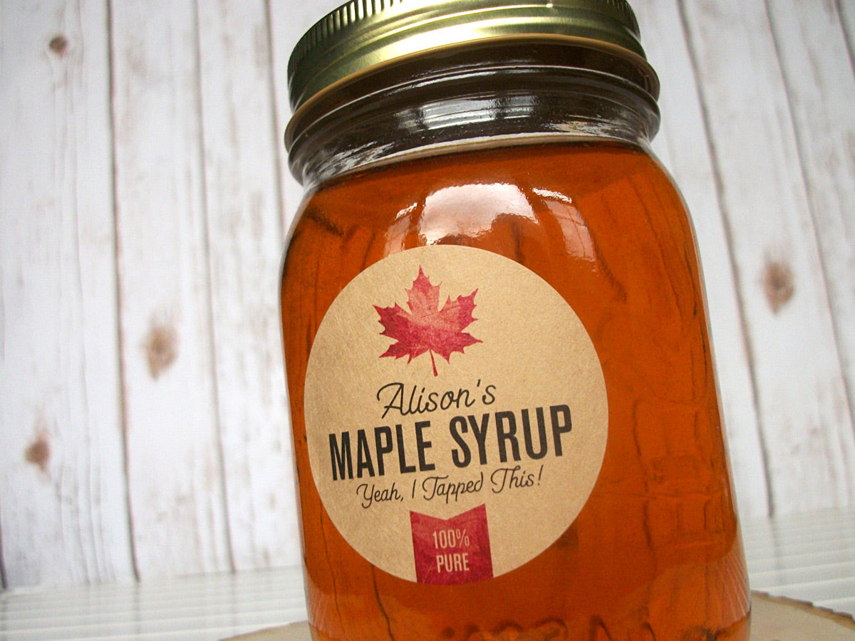 Download Custom Kraft Maple Syrup Bottle Labels for home-based maple sugarers - CanningCrafts