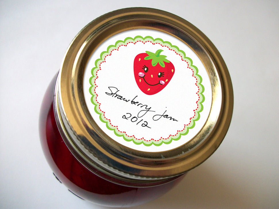 happy strawberry canning labels round fruit jam jar labels canningcrafts