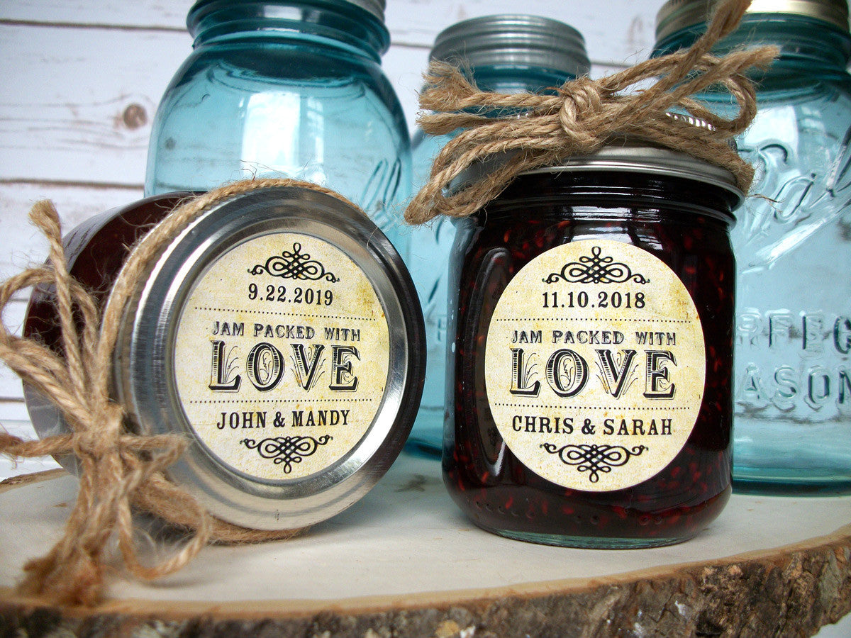 Vintage Jam  Packed with Love Canning Labels  for wedding 