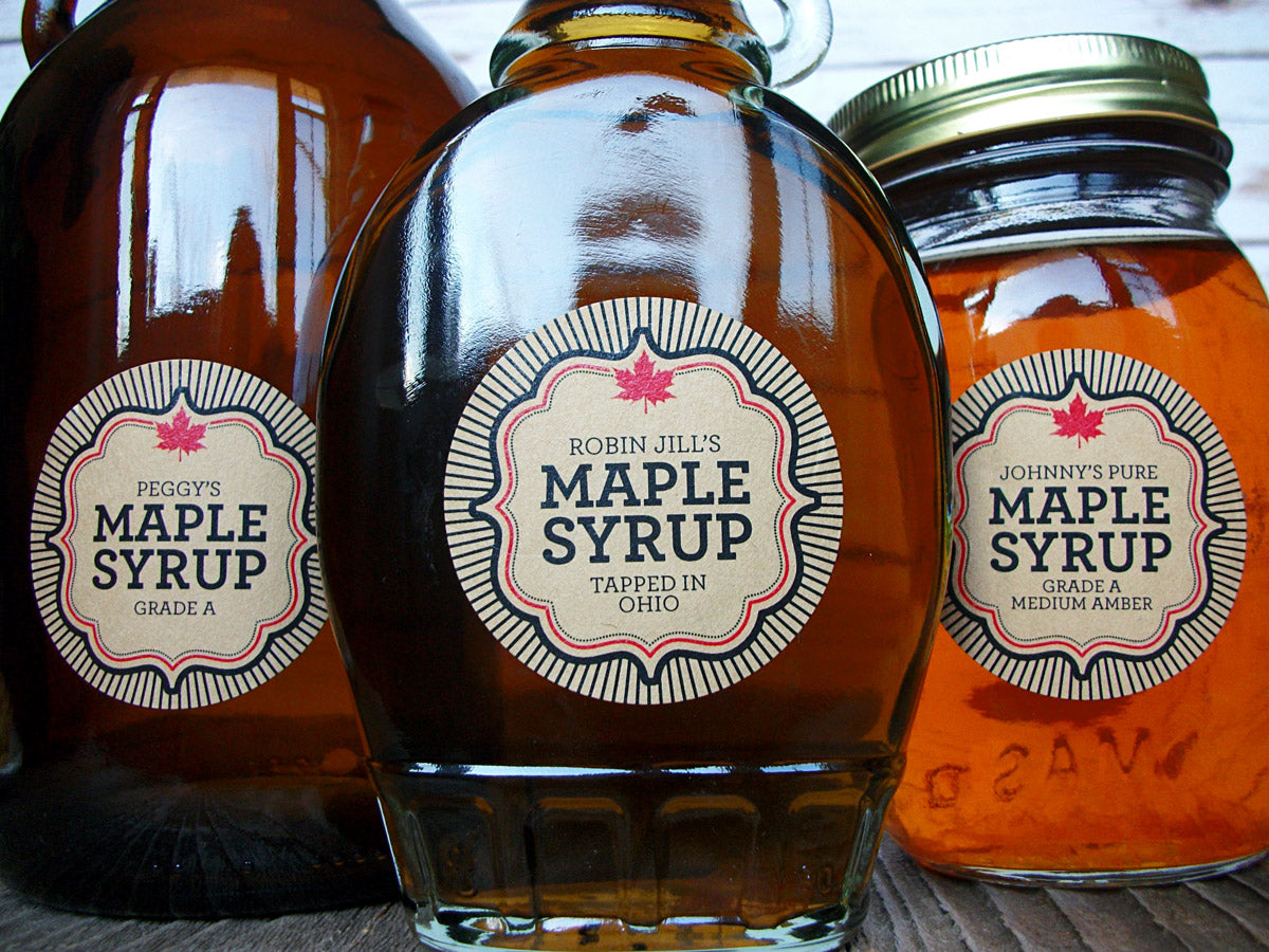 Download Custom Kraft Maple Syrup Bottle Labels for backyard maple sugarers - CanningCrafts