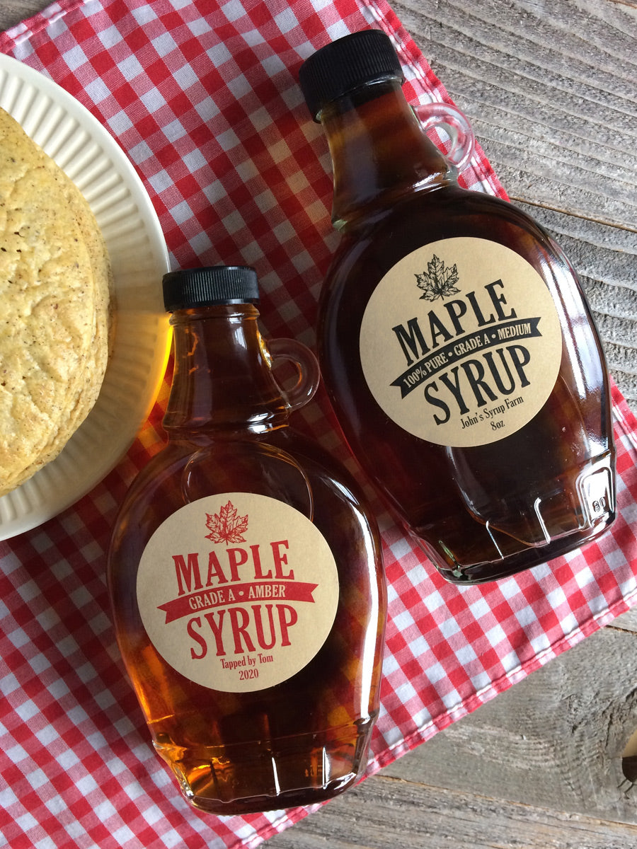 Download Custom Kraft Traditional Maple Syrup Labels for bottles & mason jars - CanningCrafts