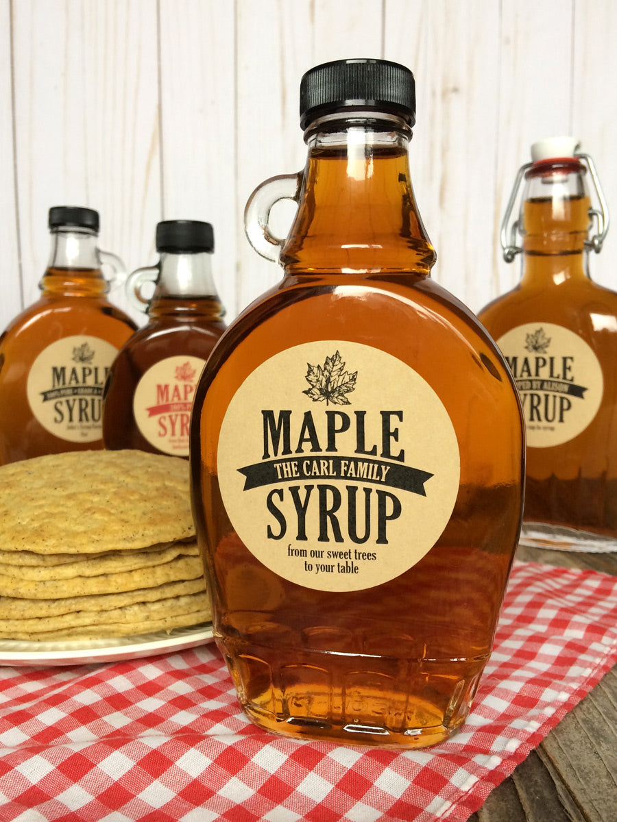 Custom Kraft Traditional Maple Syrup Labels for bottles & mason jars