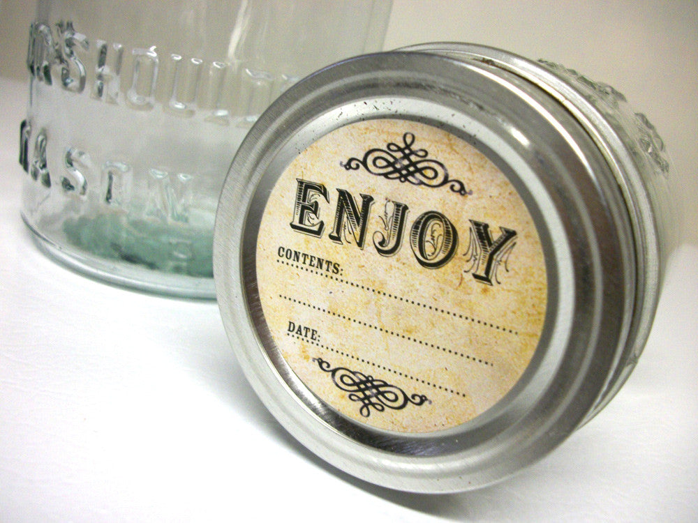vintage enjoy canning labels round mason jar stickers for