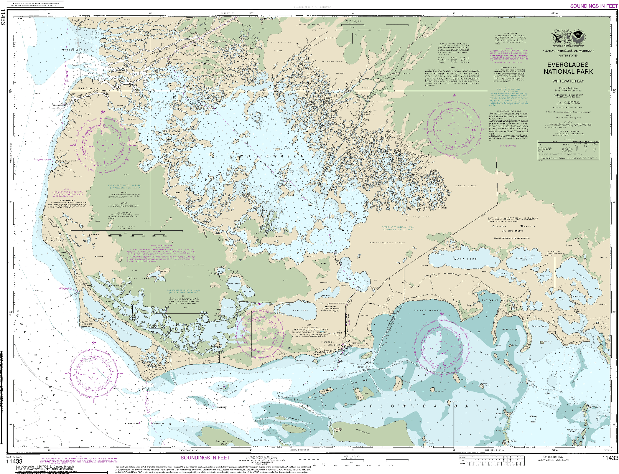 NOAA Nautical Chart 11433 Everglades National Park Whitewater Bay