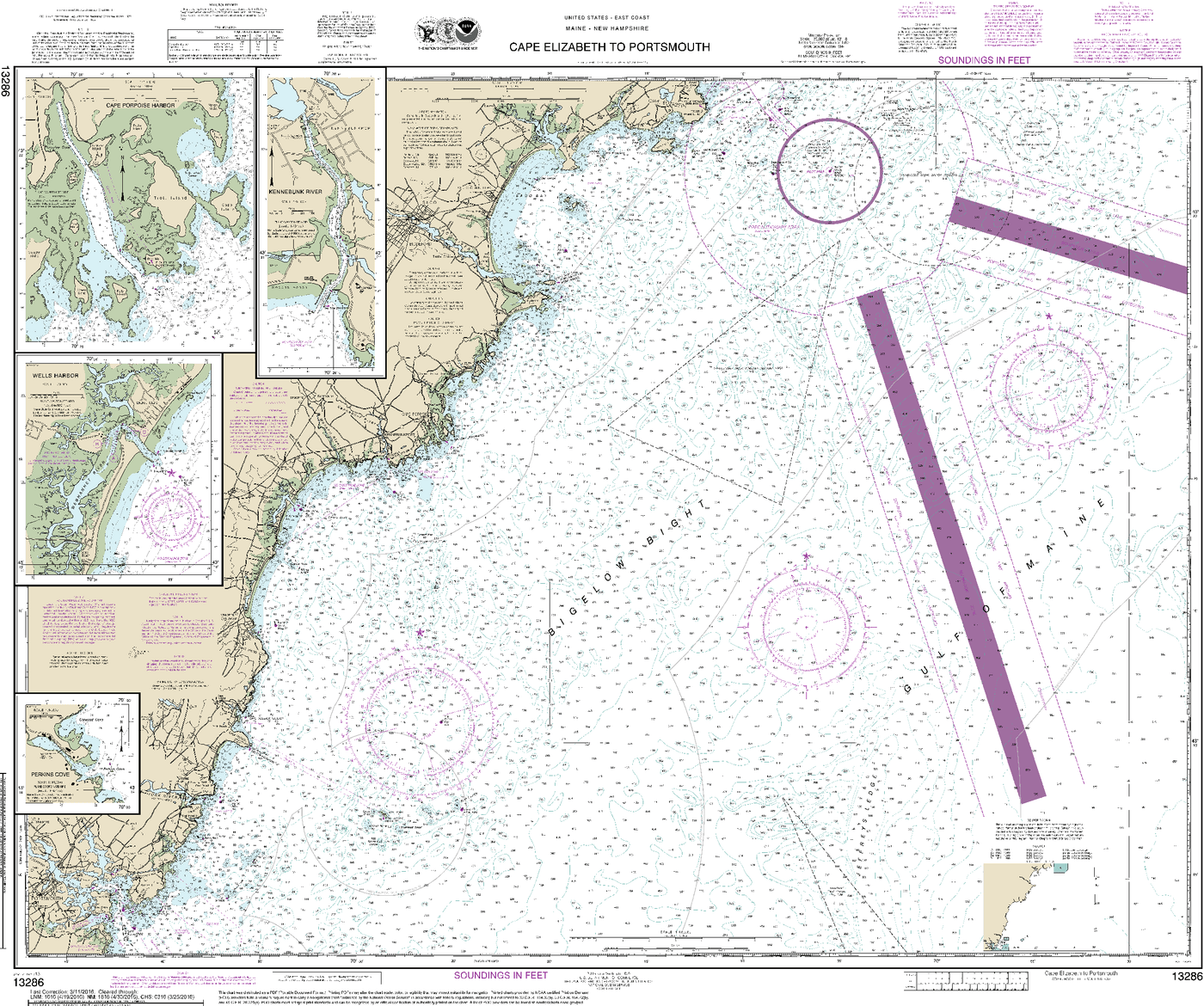 NOAA Nautical Chart 13286 Cape Elizabeth to Portsmouth; Cape Porpoise