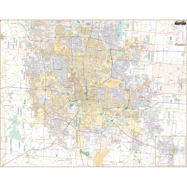 Columbus Franklin Co, OH Wall Map - Large Laminated