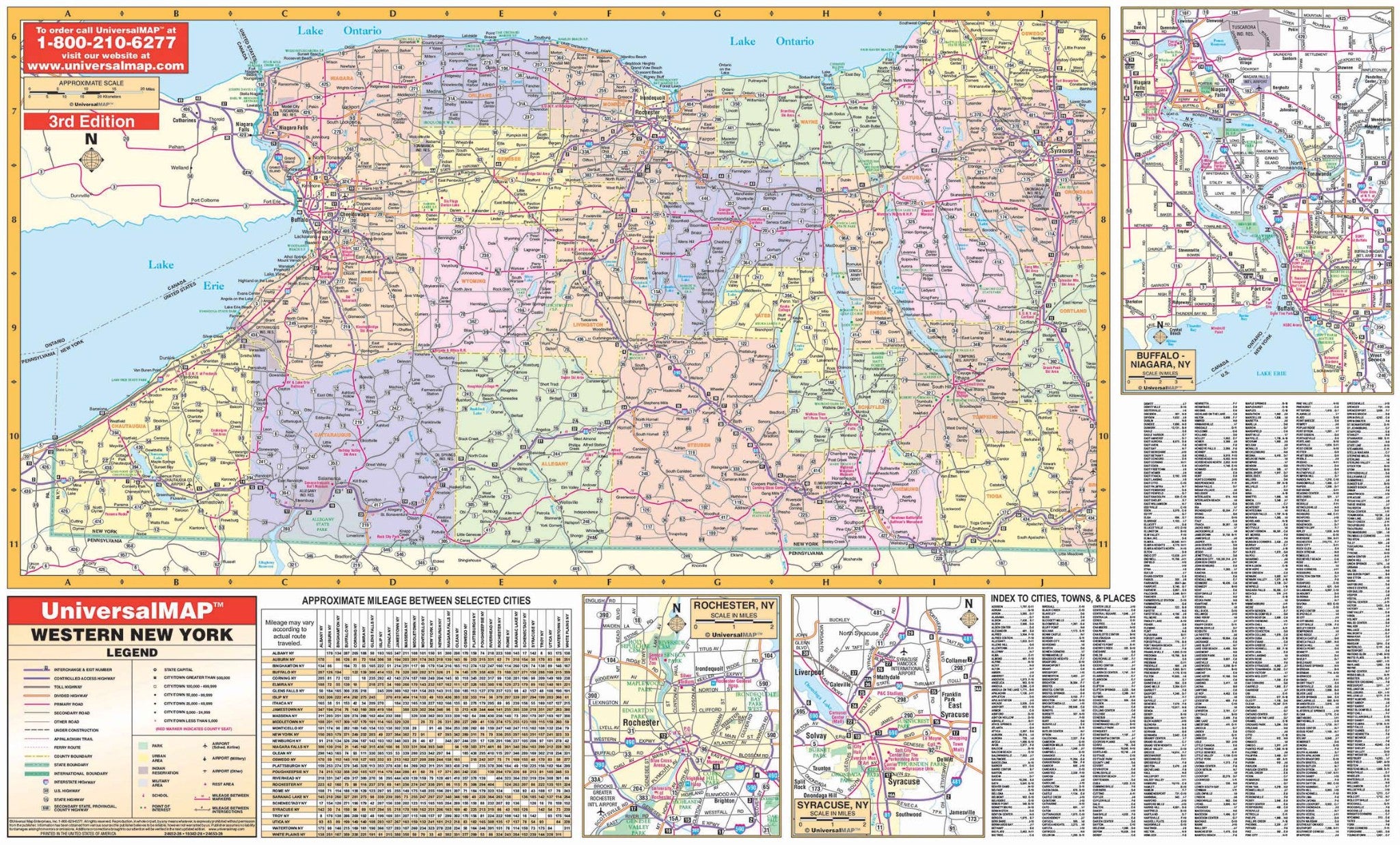 Western New York State Wall Map