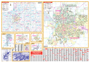 Bloomington Normal, IL Wall Map - Large Laminated