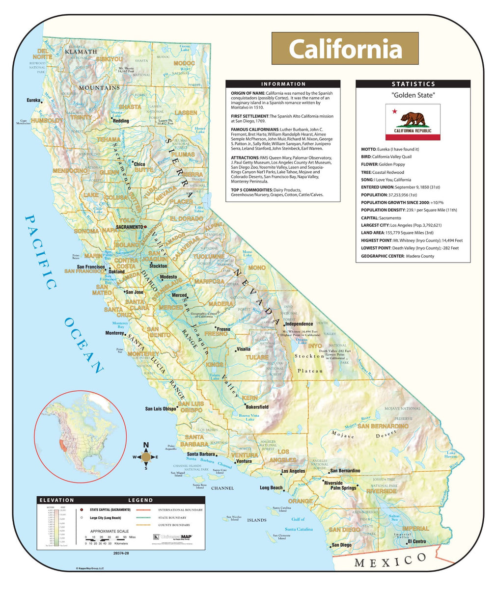 California Shaded Relief Map