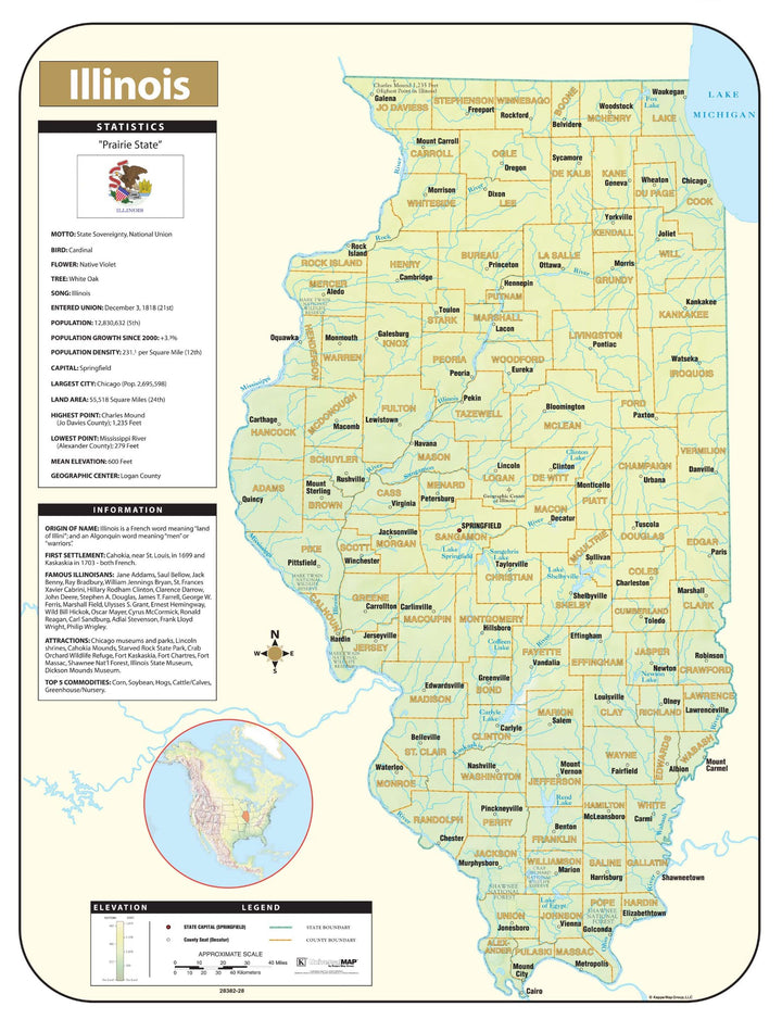 Illinois Shaded Relief Map – GeoMart