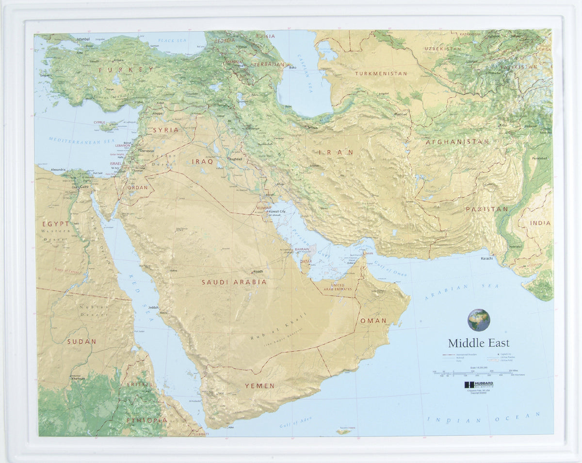 Middle East 3D Raised Relief Map