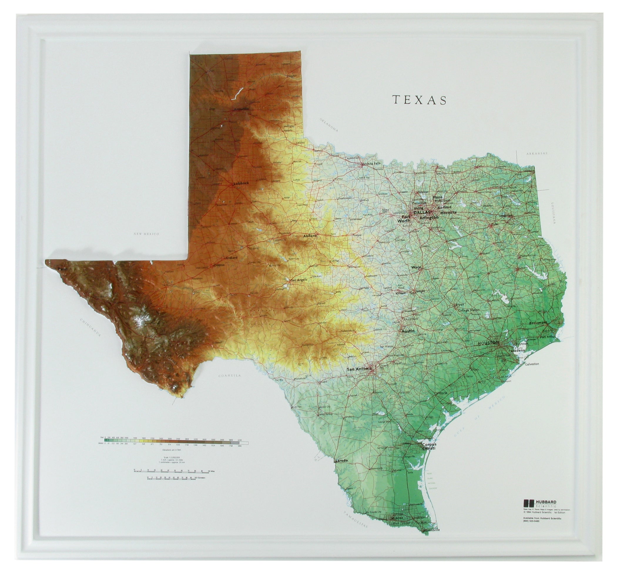 Texas 3D Raised Relief Map