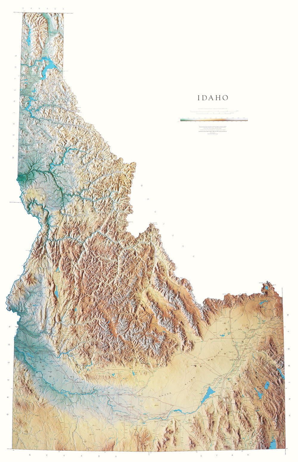 Idaho Topographical Wall Map By Raven Maps 65 X 42   IDAHO Topographical 700x@3x 