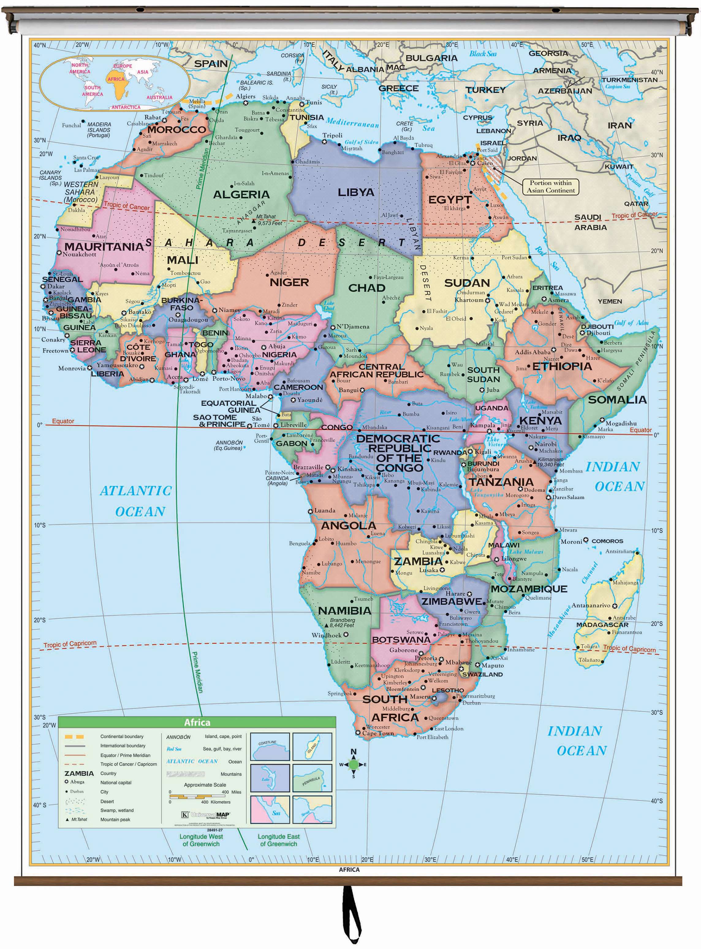 Africa Essential Classroom Pull Down Wall Map – GeoMart